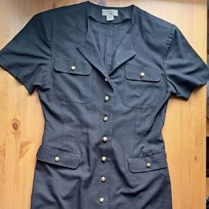 1990s Argenti Boutique Black button dress
